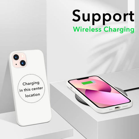 ORNARTO Compatible with iPhone 13 Case 6.1, Slim Liquid Silicone 3 Layers Full Covered Soft Gel Rubber Case Cover 6.1 inch-White...