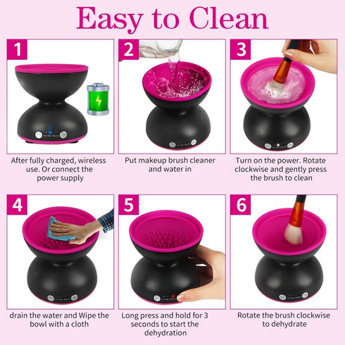 Makeup Brush Cleaner Machine, Electric Makeup Brush Cleaner, 1200mAh USB Rechargeable Portable Automatic Make Up Brush Cleaner Cleanser Machine, f...