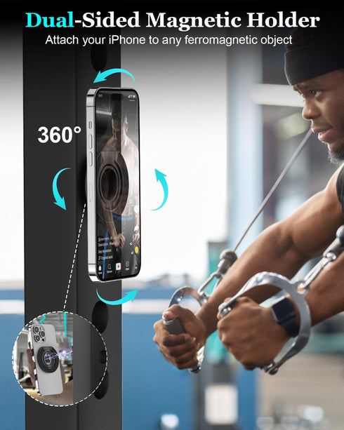 Magnetic Phone Grip for MagSafe, Double-Sided Magnetic Phone Ring Holder Adjustable Phone Finger Grip Stand Compatible with MagSafe Accessories, i...