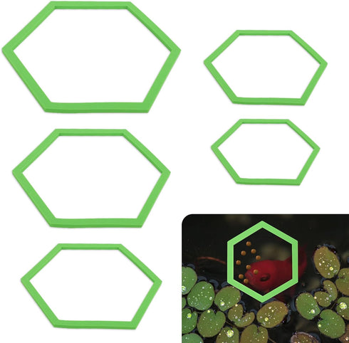 5pcs Aquarium Floating Plant Corral, Foam Fish Feeding Rings Hexagon Fish Tank Food Ring for Keeping Floating Plants in Place (Green)...
