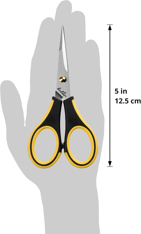 Beaditive Precision Craft Scissors - Stainless Steel Paper Crafting Scissors With Safety Cap - Ultra Sharp Blades & Non-Slip TPR Handles - Adult &...