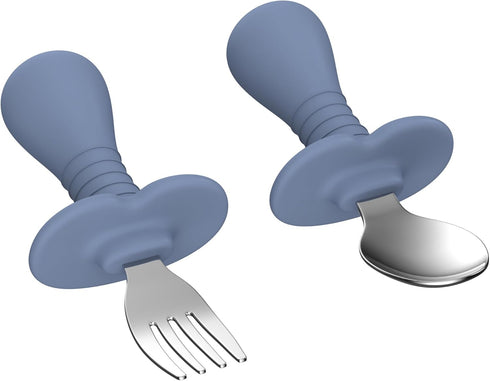 2 Pcs Toddler Utensils Forks and spoons set, Stainless Steel Childrens Silverware for Safe flatware Metal Kids Cutlery set with Round Handle, BPA ...