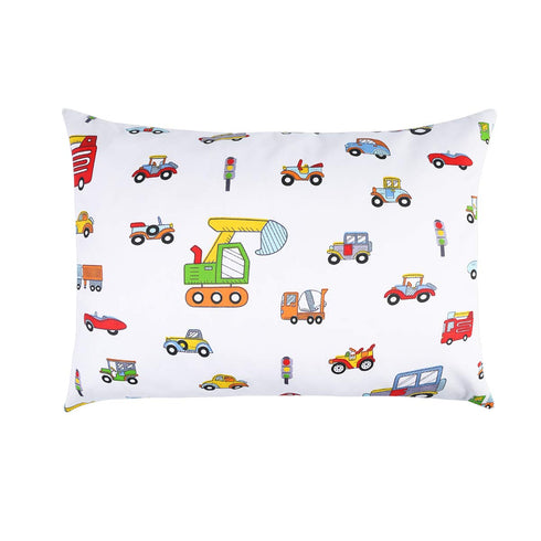 Kids Toddler Pillowcases 100% Cotton 14x19 2 Packs Fits Kid Toddler Bedding Pillow 14x19, 13x18 Small Pillow (Construction Vehicle Cars)...