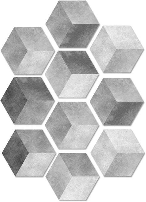10 Pcs Hexagon Non-Slip Vinyl Floor Sticker for Home Decor, Peel and Stick Self-Adhesive Wallpaper Sticker for Living Room Kitchen Bathroom, 7.9x9...