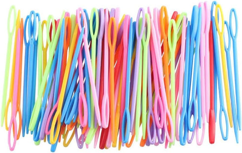 100Pcs Plastic Sewing Needles,Colorful Large-Eye Knitting Needles Yarn Lacing Weaving Needle Learning Needles for DIY Sewing Handmade Crafts(9cm)....