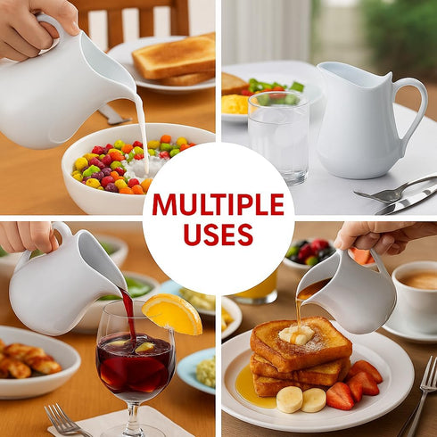 HIC Kitchen Creamer Pitcher with Handle, Fine Porcelain, 8-Ounce...