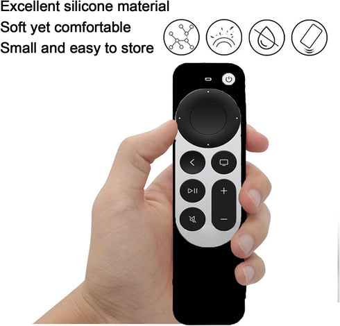 Black Remote Cover Replacement for 2021 Apple TV Siri Remote (2nd Generation), TV Box Case for Apple TV 6th Gen 2021, Anti-Lost Lanyard...