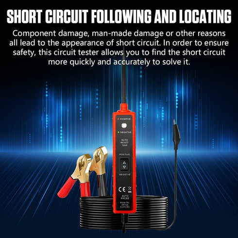 Power Circuit Probe Tester with Overload Protection and Component Activation, Polarity Identify Continuity Short Circuit Tester 6-24V with LED Tes...