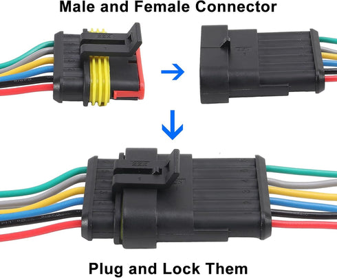 5Pair 6Pin Connector Waterproof Electrical 6 Pin Plug Auto Electrical Wire Connectors Quick Disconnect Automotive Wire Connectors Marine for Car, ...