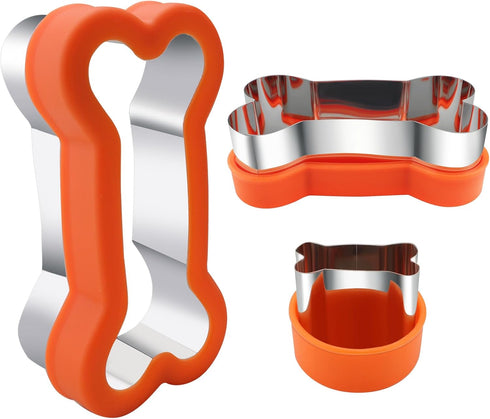 Dog Cookie Cutters Set 3 Piece -3 Different Sizes Of Dog, Bone, and Paw Print Cookie Mold Dog Bone Cutters Stainless Steel Shaped Cutters for Home...