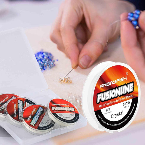 ANGRYFISH Fusionline,4 Rolls 0.005",0.006",0.007",0.008" Diameter Micro-Fused Braided Thread,Break Strength, Crystal Color,Super Strong Stringing ...
