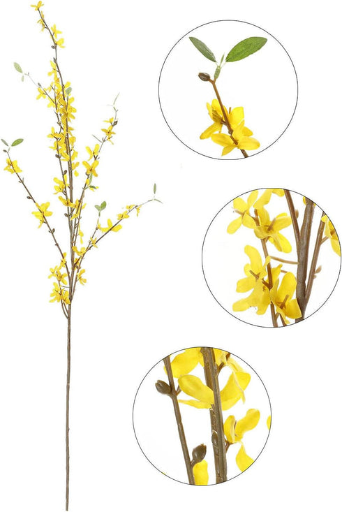 Artificial Forsythia Flowers,6Pcs 39.4 inch Artificial Forsythia Blossom Jasmine Stems Fake Silk Forsythia Branches for Flower Arrangement Wedding...