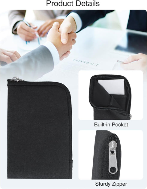 Business Card Holder, Business Card Case Zipper Pocket Card Holders Business Card Wallet Business Card Carrier for Men or Women (Black)...