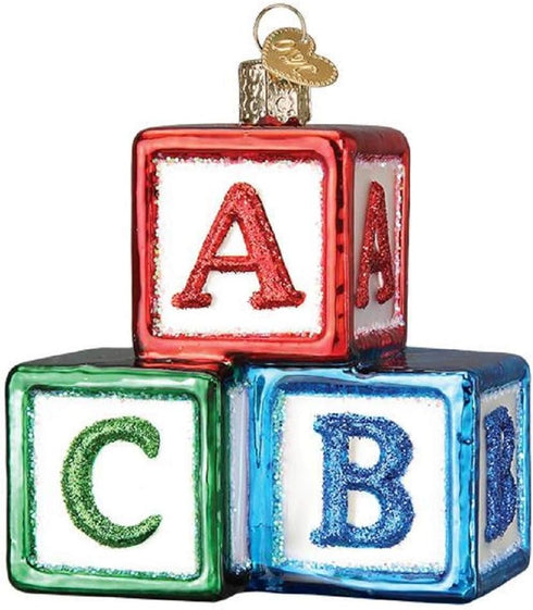 Old World Christmas ABC Blocks Blown Glass 2020 Unique Christmas Ornaments for Christmas Tree Decorations...