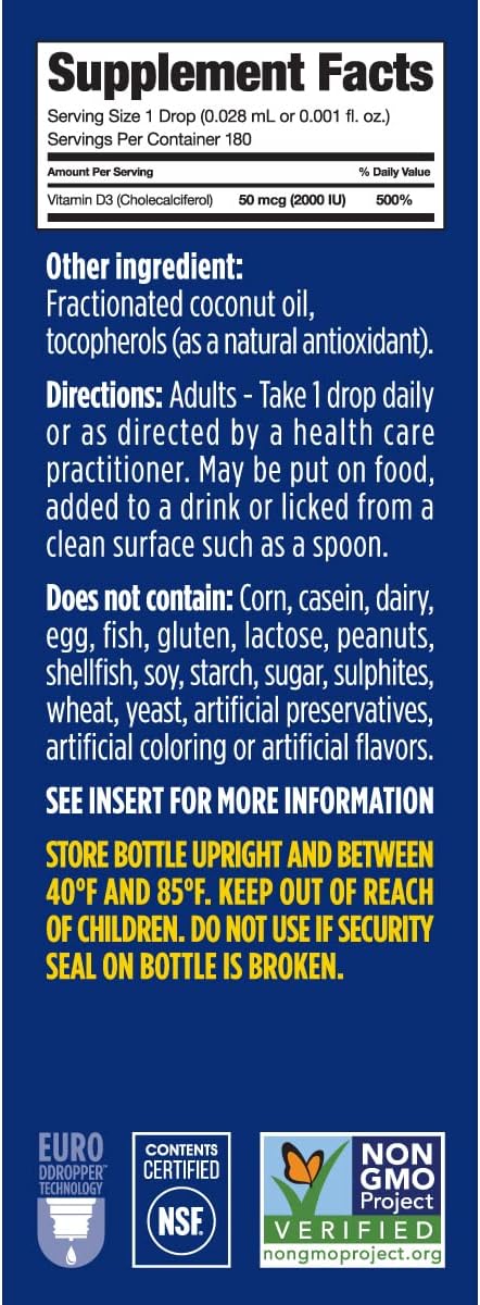 Ddrops Adults 2000IU 180 Drops - Liquid Vitamin D3 Supplement, Supporting Strong Bones & Immune System...