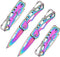 2 Pack Pocket Knife (Multicolored Titanium) with Key Ring Easy To Everyday Carry, Folding Knife Self-Defense...