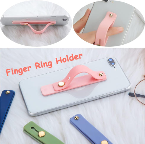 Weewooday 6 Pieces Phone Grip Holder Cell Phone Grip Strap Telescopic Finger Strap Stand Universal Finger Kickstand for Most Smartphones(Soft Colo...