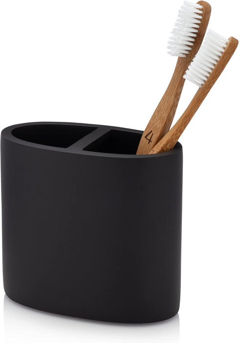Essentra Home Matte Black Toothbrush Holder for Vanity Countertops, Small Toothbrush Holder - Matte Black Collection...