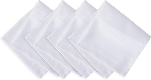 Newbridge White Denley Stripe Set of 4 Fabric Napkins, 100% Polyester, No Iron Soil Resistant Dining Room, Heavy Weight Party Napkin...
