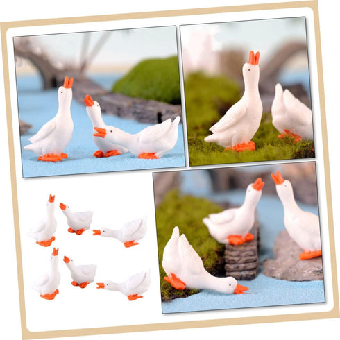 Amosfun 6pcs Resin Tiny Ornament Landscape Shaped Small Planter Mini DIY Moss Goose for Gardens Figure Decoration Micro Statue Sculpture Figurine ...