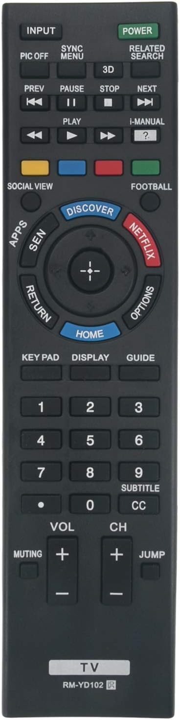 New RM-YD102 Replaced Remote fit for Sony 3D Smart LCD LED HDTV KDL-50W790B KDL50W790B KDL-50W800B KDL50W800B KDL-55W790B KDL55W790B KDL-55W800B K...
