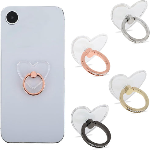 4Pcs Clear Cell Phone Ring Holder Transparent Phone Grips Stand Holder 360 Degree Rotation Finger Ring Holder for Most Phones, Tablet and Case(4 C...
