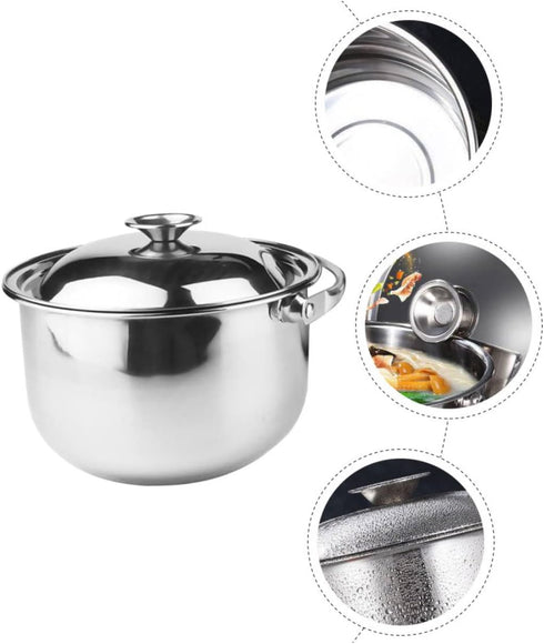 Stainless Steel Cooking Pot Stainless Steel Mixing Bowls Steamer Pot Stainless Steel Cookware Mixing Pot Handle Soup Pot Handheld Mixing Bowl Pot ...
