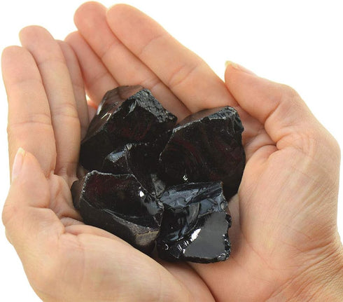 Bulk Rough Black Obsidian Crystal Large 1" Natural Raw Stones Crystal for Tumbling Cabbing Fountain Rocks Decoration Polishing Wire Wrapping Wicca...