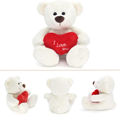 I Love You! 10'' Teddy Bear with Red Heart, Soft Plush Bear Doll Stuffed Animal Toys Valentines Day Decor Gifts for Her/Girlfriend Lover Mom Kids ...