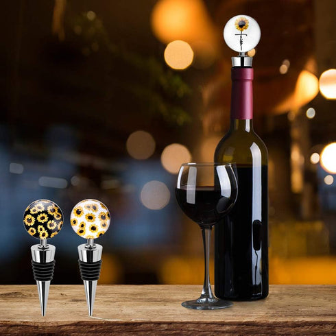 Soleebee 3 Pack Decorative Wine Stoppers, Wine Bottle Stopper with Beautiful Art Glass?Beverage Bottle Stoppers For Gifts, Bar, Holiday Party, Wed...