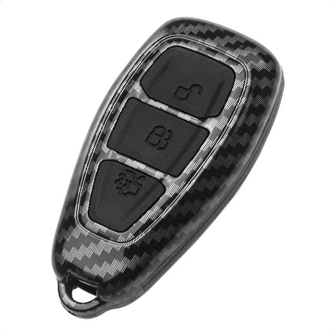 TANGSEN Key Fob Case Compatible with Ford C-MAX Escape Fiesta Focus RS Fusion 3 Button Keyless Entry Remote Carbon Fiber Pattern ABS Black Silicon...