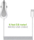 Cellet Micro-USB Car Charger, Coiled and Extra USB Port Car charger, Built-in Coiled 4ft long Micro USB Cable. (Fast Charging 2.4 Amp)...