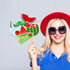 25Pcs Watermelon Photo Booth Props with Stick, Summer Fruits Theme Selfie Props, One in A Melon Birthday Party Supplies, Photography Backdrop Deco...