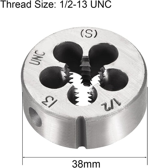 uxcell 1/2-13 UNC Round Die, Machine Thread Right Hand Threading Die, Alloy Tool Steel Screw Thread Cutting Die, 2pcs...