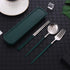 Travel Utensils, Stainless Steel 4pcs Cutlery Set Portable Camp Reusable Flatware Silverware, Include Fork Spoon Chopsticks with Case?Dark green?...