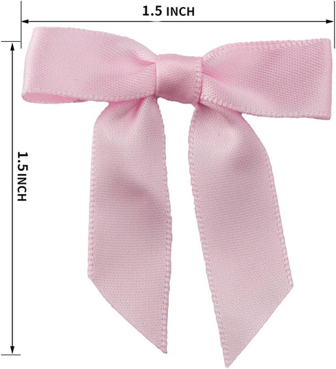 7Rainbows 50pcs Boutique 1.5" Pink Satin Ribbon Mini Bows for Craft Sewing Scrapbooking Wedding and Gift Wrapping...