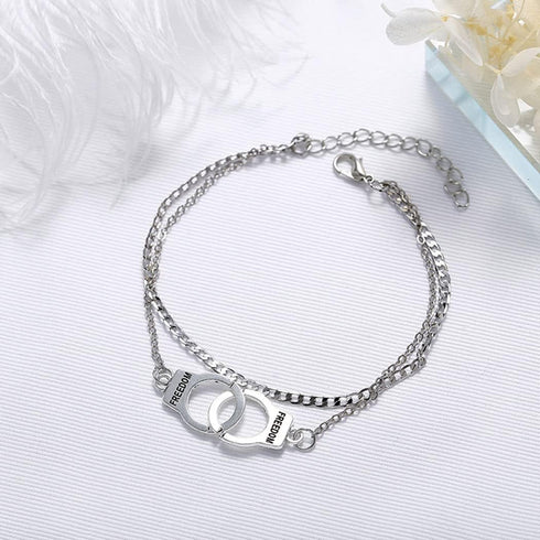 Boho Handcuffs Ankle Bracelet Silver Layered Anklet Chain Fashion Foot Jewelry Summer Beach for Women...