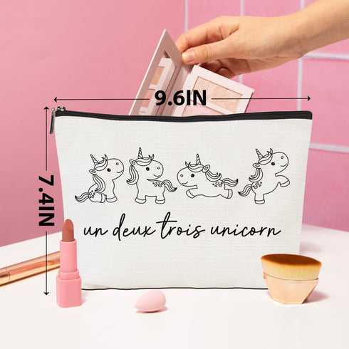 Unicorn Gifts French Unicorn Makeup Bag Funny Unicorn Stuff Unicorn Merch Cosmetic Bag Toiletry Bag Zipper Pouch for Women Girls Female Sister Dau...