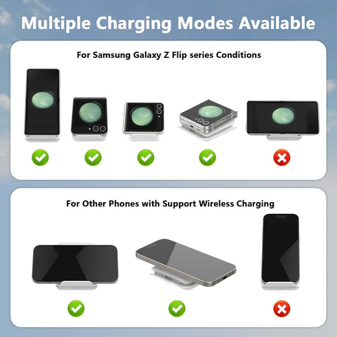 Wireless Charger for Samsung Galaxy Z Flip, Foldable Portable Travel Wireless Charging Stand, 15W Fast Wireless Charger Station for Galaxy Z Flip6...