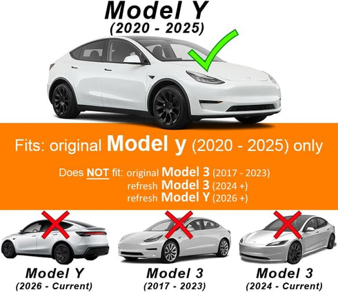 Logo Decal Overlay Stickers for Tesla Model Y (2020 to 2025), Standard Wrap, 11-pc Set (Deep Blue Metallic)...
