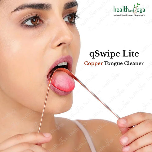 HealthAndYoga™ qSwipe Lite Copper Tongue Cleaners - Relief for Bad Breath and Oral Hygiene (Set of 6)...