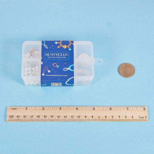 SUNNYCLUE 1 Box DIY 10 Pairs Natural White Sea Shell Drop Dangle Earrings Making Starter Kit Round Seashell Charm Pendants Earring Hook for Art Cr...