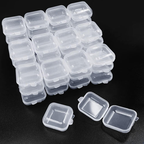 lyfLux 50 Packs Small Clear Plastic Storage Containers, Mixed Empty Mini, Case with Lids for Small Items and Other Craft Projects (1.37 x 1.37 x 0...