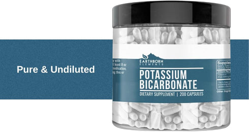 Earthborn Elements Potassium Bicarbonate 200 Capsules, Pure & Undiluted, No Additives...
