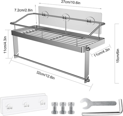 Adhesive Paper Towel Holder Shelf,Wall Mounted Paper Towel Roll Rack Basket for Kitchen,Shower Bathroom & Balcony,Rustproof,No Drilling,SUS 304 St...