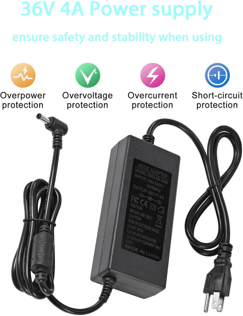 36V 4A 144W Power Supply Adapter 100-240V AC to DC 36 Volt 4Amp Power Adapter 5.5mm x 2.5mm/2.1mm DC Output Jack 36V Volt AC Power Supply for LED ...