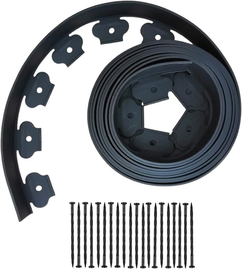 Landscape Edging,20ft Plastic No Dig Garden Edging with 20 Stakes,2 Inch Tall Lawn Edging for Lawn,Yard,Flower Gardens Edging Border (Black-20FT)...