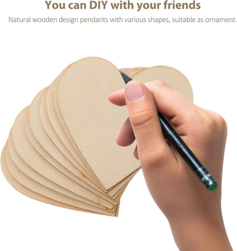 Ciieeo 10pcs 80mm Heart Pattern Wooden Slice Natural Wood Heart Slices Christmas Heart Wooden Slice for Christmas Wedding DIY Supplies (Heart Patt...