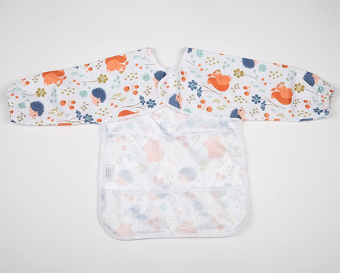 Baby Bib Long Sleeved Shirt with Pocket 1 to 3 Years Old Toddler (Squirrel Hedgehog)...