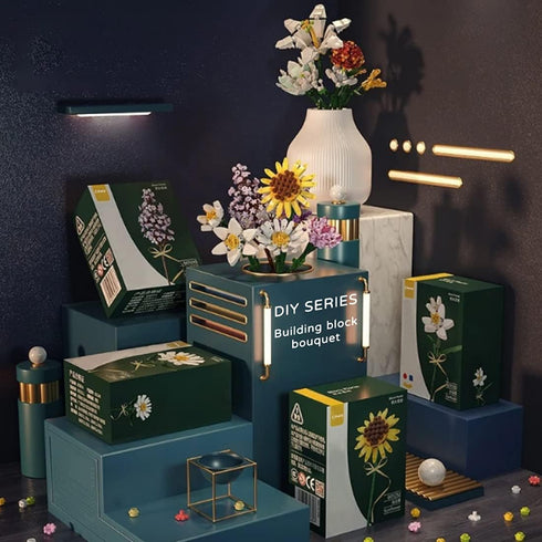 Flower Bouquet Building Blocks Kits Sunflower 601252, Artificial Flowers Building Project to Release Stress and Focus The Mind, for Birthday Gifts...